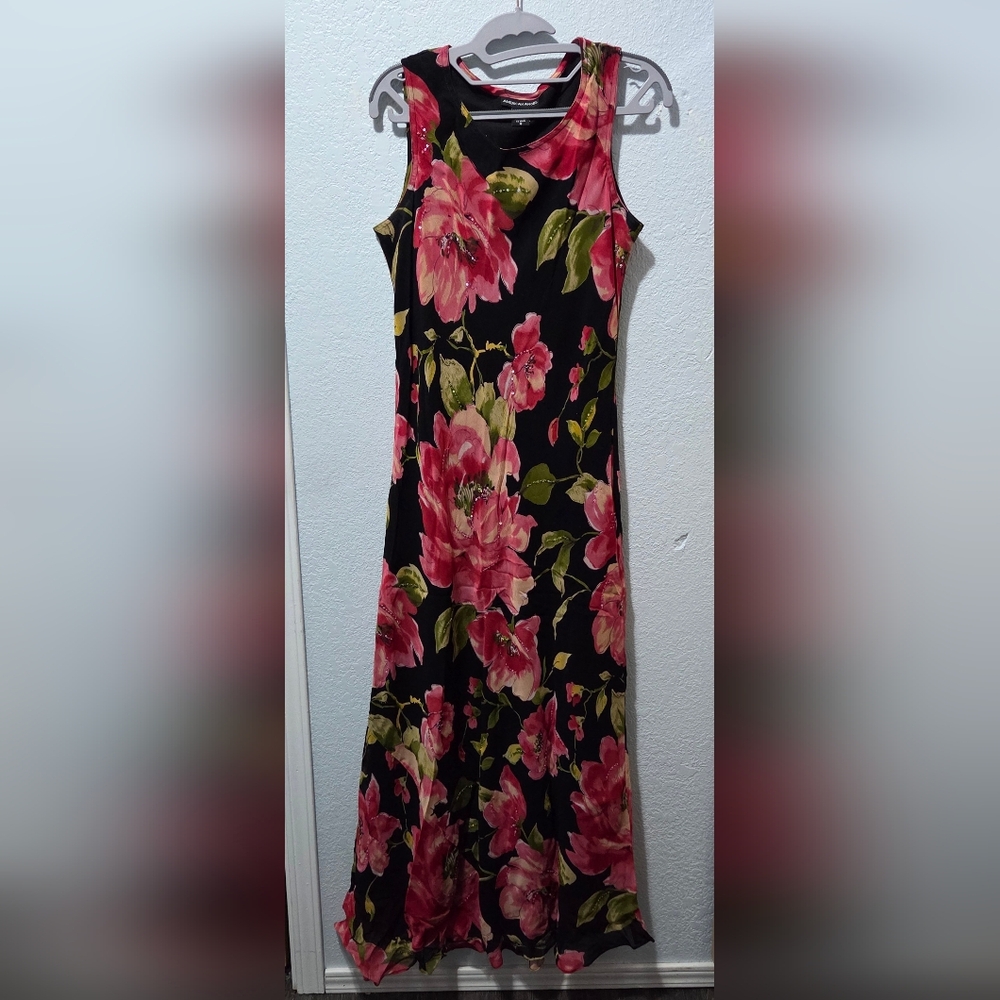 American Angel Black Maxi Dress with Pink Floral Design - Picture 2 of 5